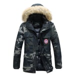 Doudoune Homme De Marque À Capuche Imprimé Camouflage Manteau Homme Mi-Longue Hiver Chaud Parka Homme En Coton -Zs306981