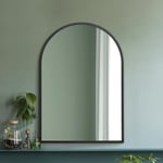 MirrorOutlet Grand Miroir Mural Moderne en métal arqué Noir 100 x 70 cm – Convient pour Chambre à Coucher, Salon, Dressing et espaces de Vie.