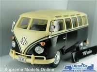 VOLKSWAGEN T1 SAMBA CAMPER CAR VAN BUS VW 1:43 SIZE BLACK/CREAM CARARAMA SPLIT T