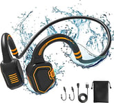 Swimming Headphones - Ultralight Bone Conduction Waterproof Bluetooth Headphones IP68 Waterproof Bluetooth 5.1 Open Ear Sports Wireless Headset with MP3 Play 16G Memory for Running Swimming Skiing