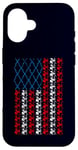 Coque pour iPhone 16 Batterie drapeau américain 4 juillet hommes femmes batteur USA