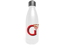 Sevilla Bouteille d'eau en acier inoxydable, bidon, bouteille d'eau, fermeture hermétique, lettre G, 550 ml, couleur blanche, produit officiel (CyP Brands)