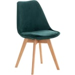 Décoshop26 - Chaise de salle à manger x1 design scandinave en velours vert et pieds en bois clair 100002288