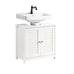 SoBuy FRG237-II-W, Under Sink Cabinet Bathroom Vanity Unit Bathroom Storage Cabinet with Double Shutter Doors, Suitable for Pedestal Sinks, White