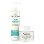 Aveeno Face Calm+Restore Oat Cleanser and Oat Gel Moisturiser Duo | Nourishing Skincare Bundle with Gentle Aveeno Oat Cleanser (200ml) and Aveeno Oat Gel Moisturiser (50ml) Ideal for Sensitive Skin