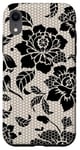 Coque pour iPhone XR Étui de téléphone esthétique pour iPhone avec mosaïque en dentelle noire