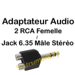 Adaptateur 2 x RCA Femelle vers Jack 6,35 Mâle STEREO