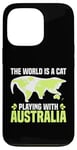 Coque pour iPhone 13 Pro Le monde est un chat qui joue avec l'Australie World Map Traveler