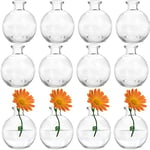 SOUJOY Lot de 12 vases en verre avec boule de verre petit vase de fleur unique assis bas centre de table floral transparent pour décoration d'intérieur mariages arrangements floraux événements fêtes