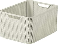 Curver Style Large Rectangular Plastic Storage Basket, Vintage White, 30 Litre