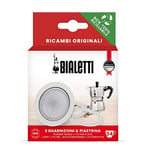 Bialetti Ricambi, Includes 3 Gaskets and 1 Plate, Compatible with Moka Express, Fiammetta, Break, Happy, DAMA, Moka Melody, Alpina, Moka Timer and Rainbow (3/4 Cups)