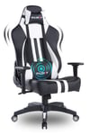 Qulomvs Big and Tall Gaming Chair for Adults 400LBS Heavy Duty Computer Massage Video Game Chair Ergonomic PC Racing Gamer Chair Headrest and Lumbar Support (White)