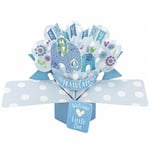 Second Nature Pop Ups "Elephants" New Baby Boy Card with Blue Lettering