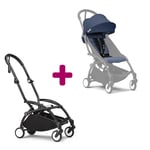 Stokke Pack chassis poussette YOYO³ Noir + pack 6+ Bleu Air France