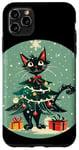 iPhone 11 Pro Max Cool Christmas Cat with Tree and Star Topper Case