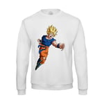 Sweat Shirt Homme Dragon Ball Super Son Goku Super Saiyan Attaque Cheveux Bleus Anime Manga Japon