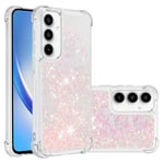 IMEIKONST Coque Compatible avec Samsung Galaxy A55 5G Étui, Sables Mouvants Liquides Brillants Très Mince Transparente Silicone Antichoc TPU Bumper Housse pour Samsung A55 5G. Star Pink YBW