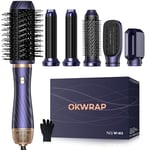 OKWRAP 6 en 1 Hair Styler, Brosse Soufflante Hair Styler Avec 6 Accessoires Seche Cheveux Fer a Boucler Brosse Soufflante, Brosse Lissante Pour Cheveux, Pour Sécher, Lisser, Set de coiffure