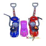 Super Ride Car Push Along Car with Handle Toy For 2 To 6 Kids-Blue ,Pink & Red