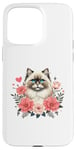 Coque pour iPhone 15 Pro Max Roses Flowers Himalayan Cat