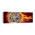 Impression sur Toile 90x30cm Tableaux Image Photo Wheel Flames Rim Decoration