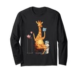 Giraffe Reading Tea Lover Bookworm Gift Shirt Long Sleeve T-Shirt