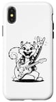 Coque pour iPhone X/XS Squirrel jouant de la guitare rock and roll hommes femmes rock band