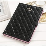 Fodral för iPad 9.7 2018 2017/ iPad Air 2, Diamond Cute Elegant PU Läder Smart Auto Case för Apple iPad 5th/6th/iPad Air (Svart)