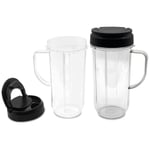 2-pack 22 oz ersättningskoppar med fällbart lock och handtag för MagicBullet Travel Cups 250W MB1001 Blender Cups