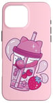 Coque pour iPhone 16 Pro Max Kawaii Tasse à jus mignonne à la fraise Anime Comic Esthétique