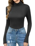 Irevial T-Shirt Manches Longues Femme Haut Col Roulé Hiver Top Chaud Haut Col Montant Chic Débardeurs Thermal Gris, XXL