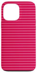 Coque pour iPhone 13 Pro Max Rose vif rayé girly esthétique Preppy Stripe