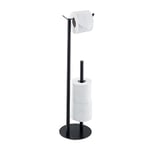 Relaxdays Toilet Paper Holder, Free-Standing, Round Base, Spare Roll Storage for Bathroom, HWD: 62 x 20 x 17.5 cm, Black, Steel