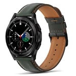 Tasikar Bracelet Compatible avec Samsung Galaxy Watch 7/6/5/4 40mm 44mm/Galaxy Watch 6 Classic/Watch 5 Pro/Watch 4 Classic Cuir Véritable Bracelet pour Galaxy Watch 3, Vert