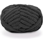 2 st Chunky Knit Chenille Garn för Hand Stickning Filtar, Super Mjuk Stor Jumbo Filt Garn (Svart)