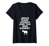 Womens Jesus, Mary, Joseph and the Wee Donkey V-Neck T-Shirt