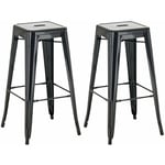 Décoshop26 - Lot de 2 tabourets de bar style industriel en métal avec repose-pieds noir