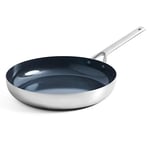 Blue Diamond Triple Steel Poêle à Frire Antiadhésive 20cm, Sans PFAS, Multicouche, Compatible avec l'Induction, Résistante au Lave-vaisselle et au Four, Argenté