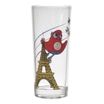 PARIS 2024, CJO4401, Lot de 3 Verres Tubo Mascotte Trilogie 20 cl, Produit Officiel sous Licence, Design moderne, Idéal pour cocktail, Parfait la Maison, Lavable au Lave-vaisselle