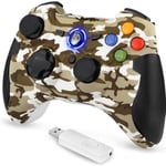 Manette PC sans Fil, Manette PC Connectée par USB, Manette PS3 avec Double Vibration et Turbo, Compatible pour PC et PS3 - Camouflage Jaune. Manettes de jeu. Camouflage marron