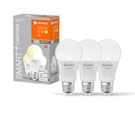 LEDVANCE Smart LED lamp with WiFi Technology, E27-base matt Optics,Warm White (2700K), 806 Lumen, 60W-Replacement, Smart dimmable, 3-Pack