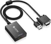 Adaptateur VGA vers HDMI avec Audio Support 1080P Convertisseur VGA à HDMI avec Câble VGA 30cm Câble USB 1M Connecteur Plaqué Or Adaptateur Analogique-numérique pour Projecteurs PC HDTV.[V176]