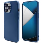 Moozy Lifestyle. Coque en silicone pour iPhone 14 Pro, bleu nuit – Coque légère en silicone liquide avec finition mate et doublure en microfibre douce, coque en silicone de qualité supérieure - Neuf