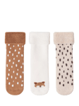 Lindex Baby Spotted Organic Terry Cotton Mix Socks, Pack of 3, White/Beige/Tan