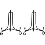 2-pack järndisplayställ, svart järnstaffliplatta display fotohållare stativ, visar fotoramar, dekorativa plattor, surfplattor och konst 4 tum