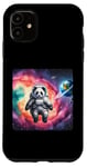 Coque pour iPhone 11 Astronaute Panda flottant dans l'espace avec nébuleuse. Suit Planet