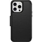 OtterBox Strada Case for iPhone 15 Pro Max for MagSafe, Shockproof, Drop proof, Premium Leather Protective Folio with Two Card Holders, 3x Tested to Military Standard, Black, No Retail Packaging