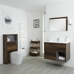 Hoxton - Set Moderne Chêne Foncé Avec Large Meuble Lavabo et Meuble wc - Hudson Reed