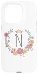 Coque pour iPhone 15 Pro Cadeau personalisé pour fillettes thème princesses lettre N