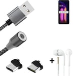 Data charging cable for + headphones LG Electronics V60 ThinQ + USB type C a. Mi